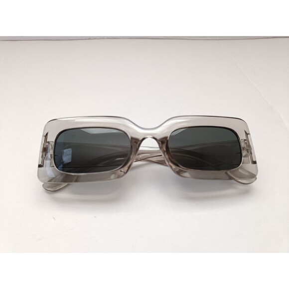 Rectangular Transparent Sunglasses Black Tinted Lens Unisex - Picture 1 of 6